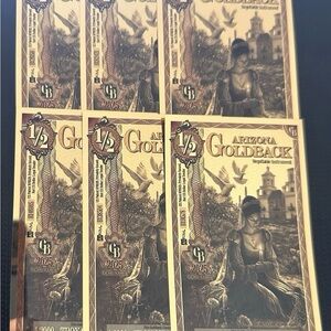 Lot Of 6 Pack Arizona 1/2 Gold Backs. Fine Gold .999 AZ 24k Gold - 2025